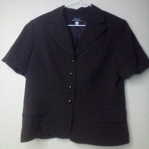 Giorgio Sant Angelo Blazer Jacket Women 12 Short Sleeve Button Up Brown